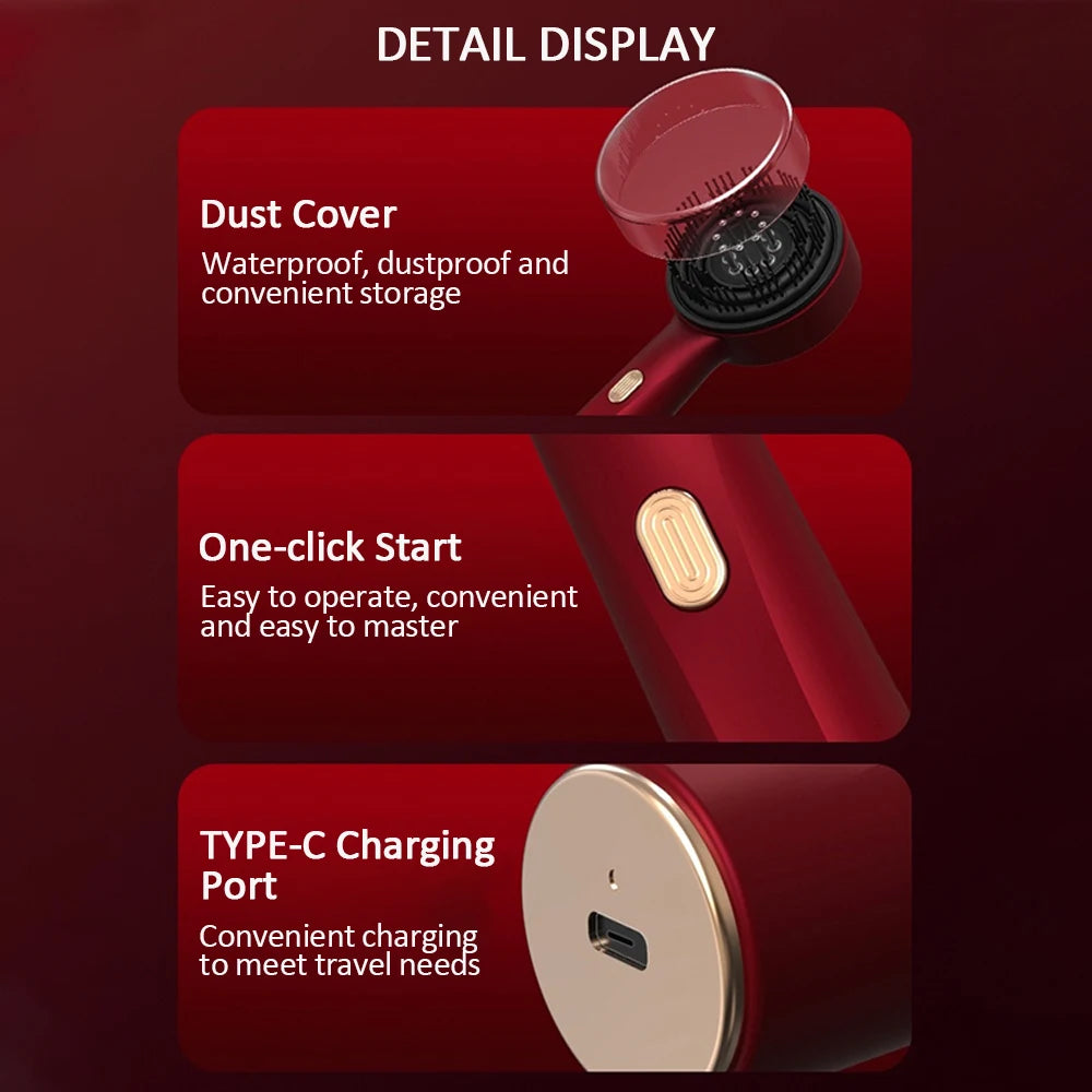 Electric Vibration Massage Comb Red Light Hair Growth Massage Scalp Brush Anti Hair Loss Liquid Oil Applicator Hair Care