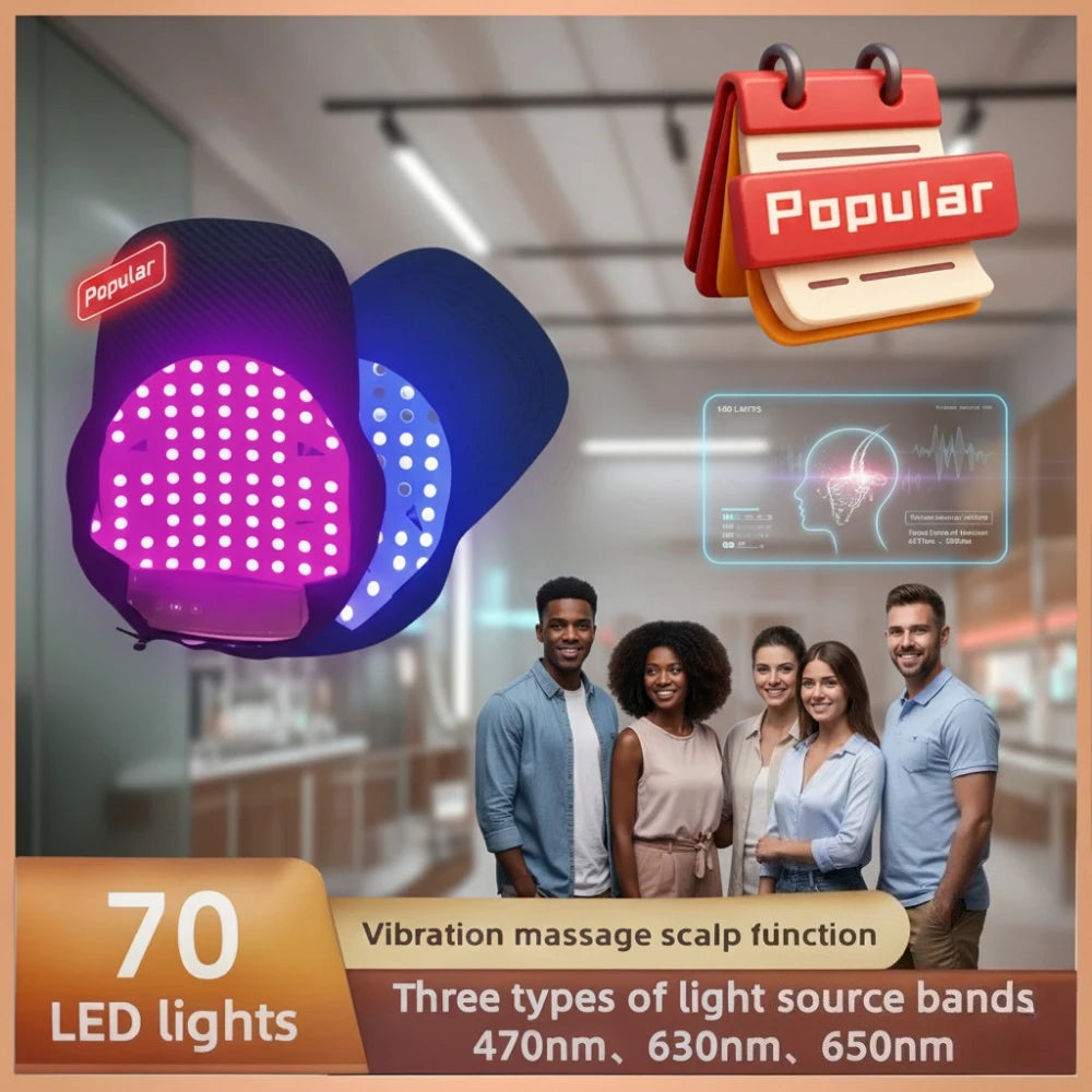 Red Light Hair Growth Cap  Infrared Anti-hair Loss Therapy Device Prevents Hair Loss and Promotes Scalp Blood Circulation
