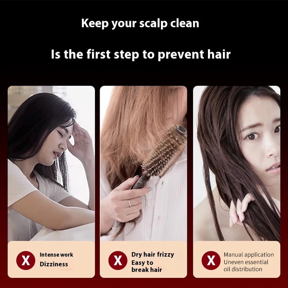Electric Vibration Massage Comb Red Light Hair Growth Massage Scalp Brush Anti Hair Loss Liquid Oil Applicator Hair Care