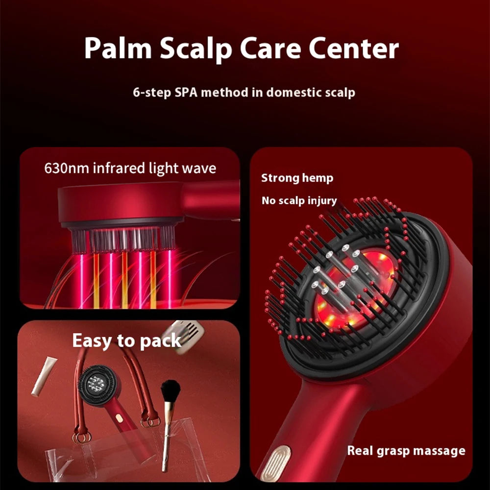 Electric Vibration Massage Comb Red Light Hair Growth Massage Scalp Brush Anti Hair Loss Liquid Oil Applicator Hair Care