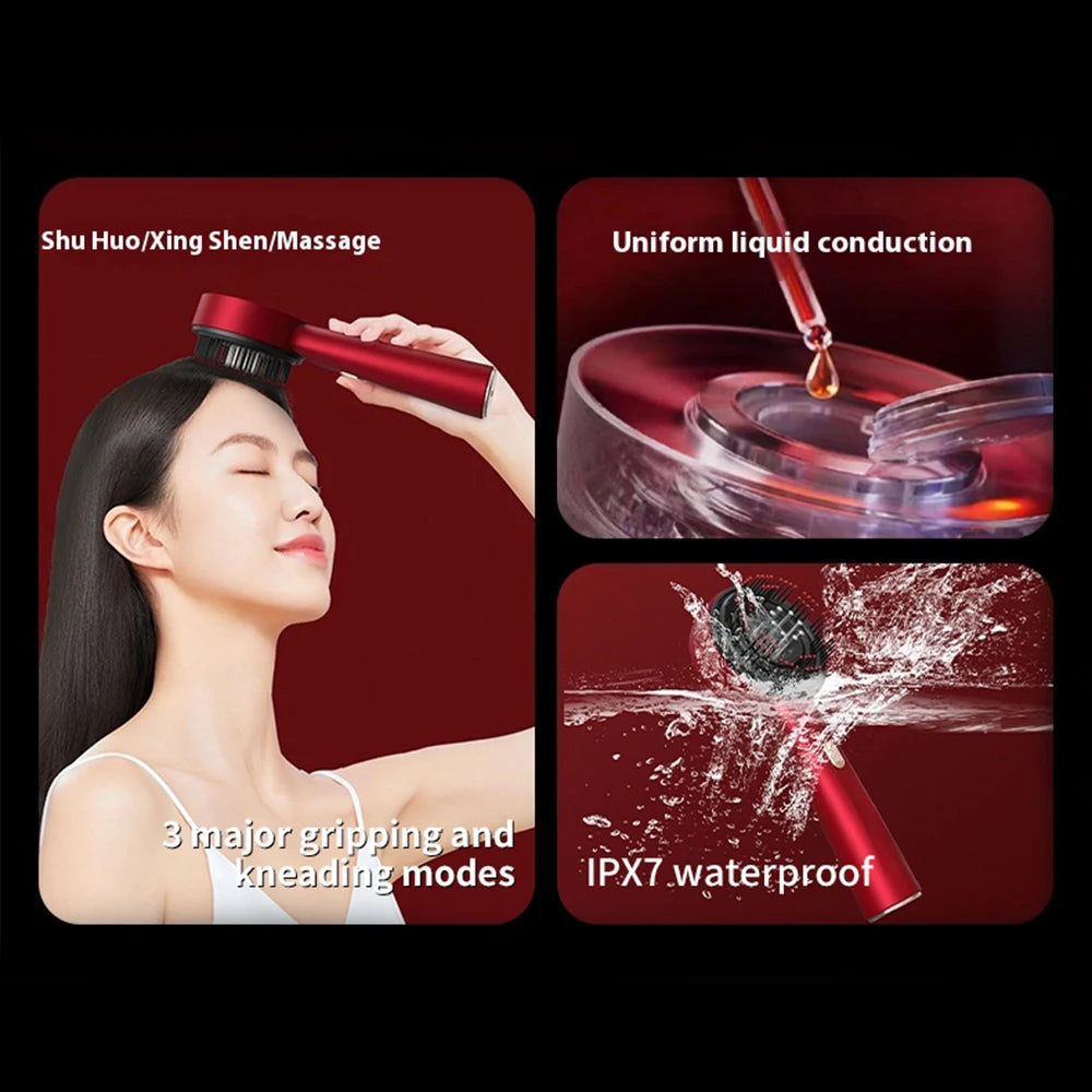 Electric Vibration Massage Comb Red Light Hair Growth Massage Scalp Brush Anti Hair Loss Liquid Oil Applicator Hair Care