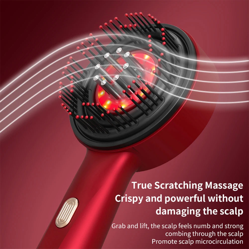 Electric Vibration Massage Comb Red Light Hair Growth Massage Scalp Brush Anti Hair Loss Liquid Oil Applicator Hair Care